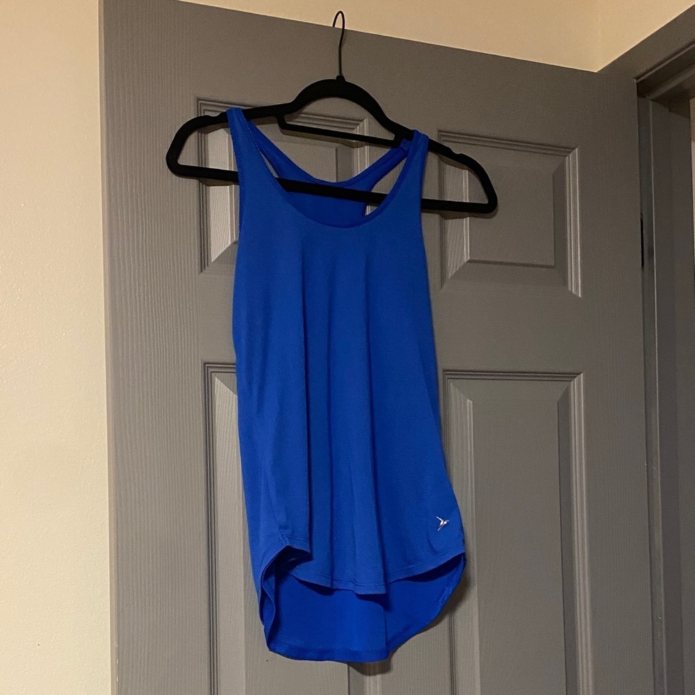 Blue Women's Tank Top with mesh layer old navy active go-dry could fit small